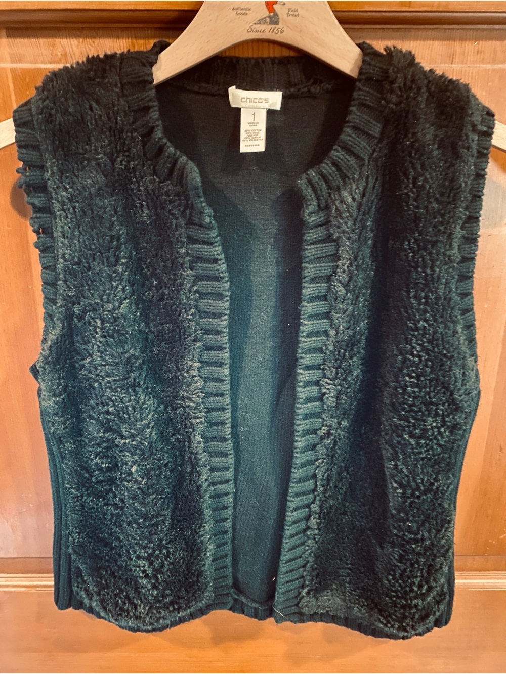 Chico's Black Faux Fur Trim Sleeveless Vest
